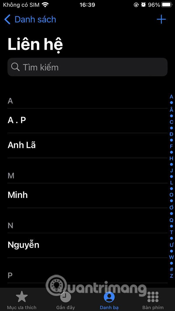 Danh bạ iPhone