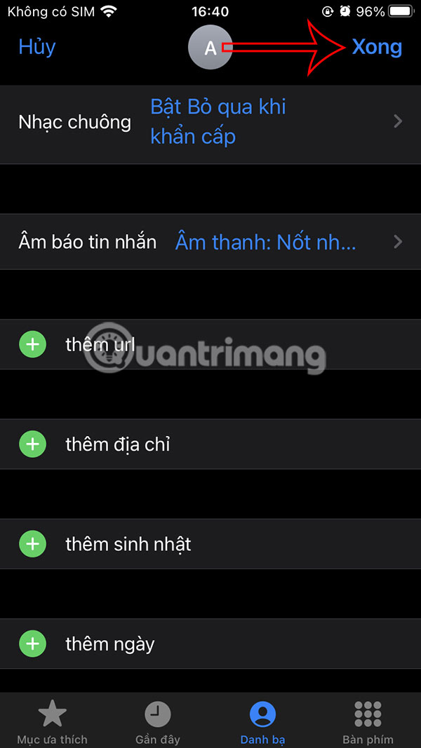 Lưu thiết lập