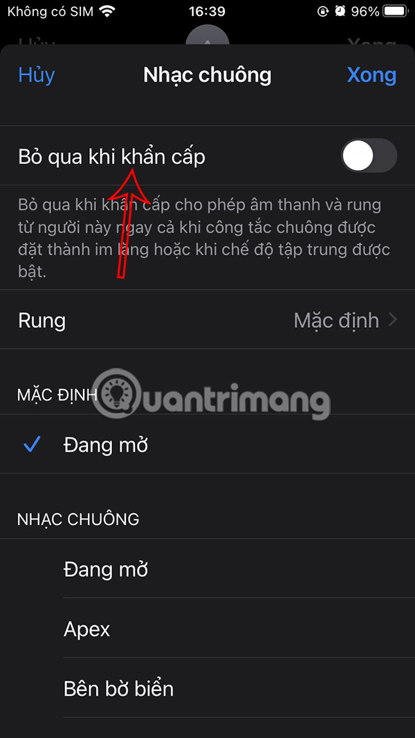 Bật nhận âm báo cuộc gọi