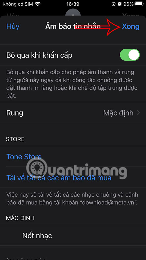 Lưu âm báo chế độ im lặng
