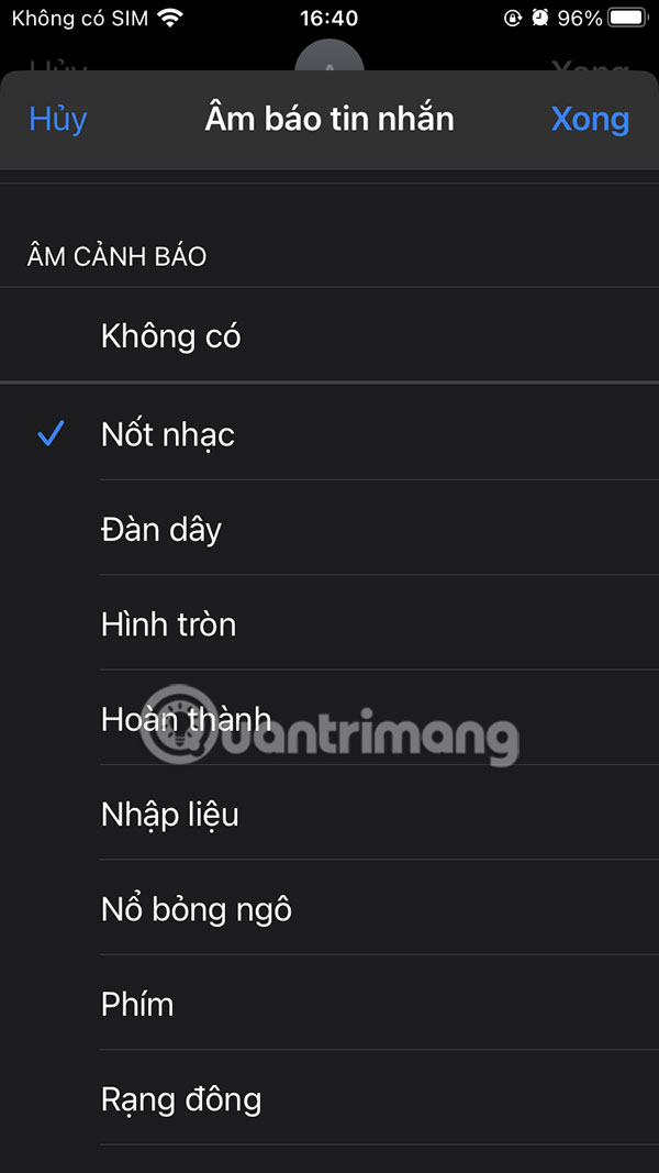 Chọn âm báo tin nhắn iPhone 