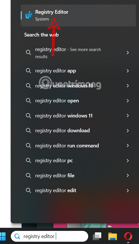Truy cập registry editor Windows 11