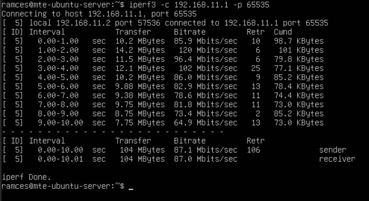 Terminal hiển thị phép đo hiệu suất của Tinc trên Ubuntu.