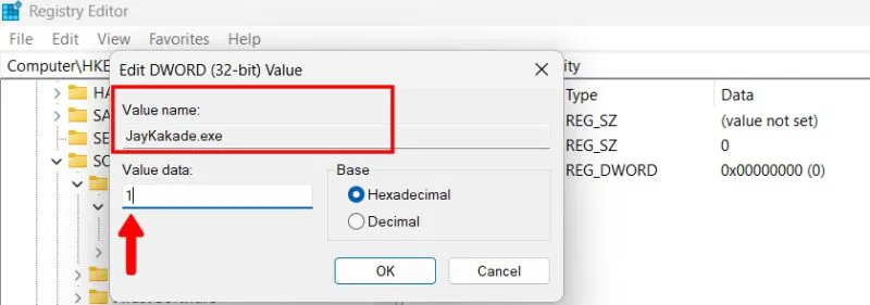 Thêm giá trị registry