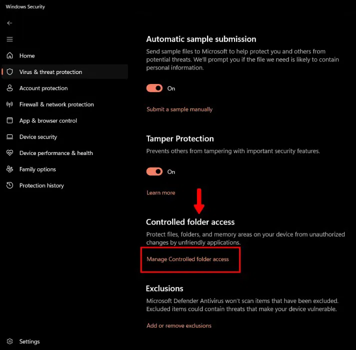 Controlled Folder Access trong Windows Security
