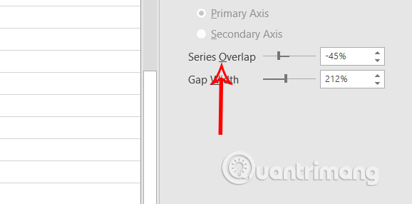 Chỉnh khoảng cách thanh và cột trong Excel 