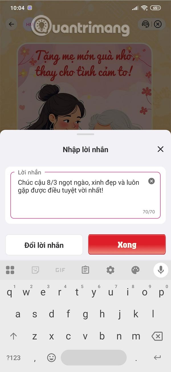 Lời chúc 8/3 trên MoMo