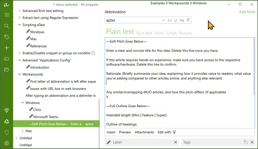 Giao diện atext trên Windows 11