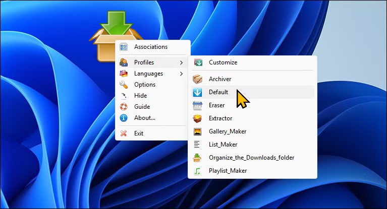 Tùy chọn DropIt trên desktop Windows 11