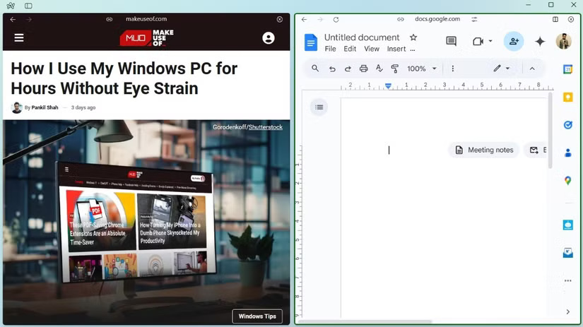 Chế độ xem chia đôi trong Arc Browser