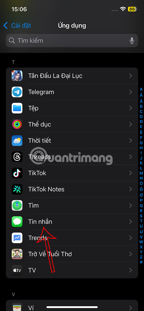 Chỉnh ứng dụng Tin nhắn iPhone 