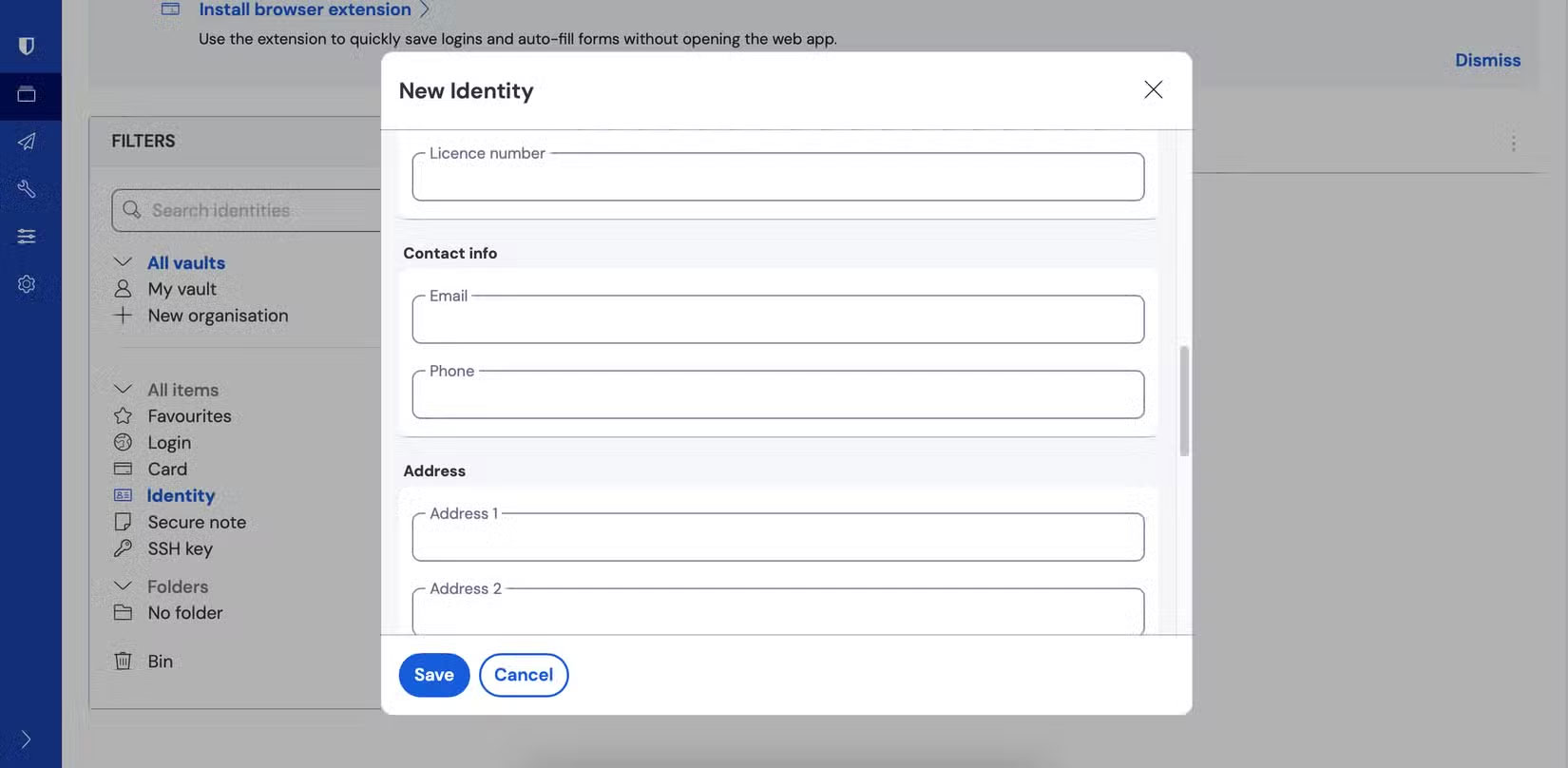 Upload ID lên trang web Bitwarden