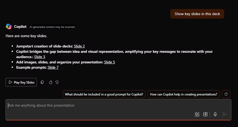 Hiểu bài thuyết trình với Copilot trong PowerPoint