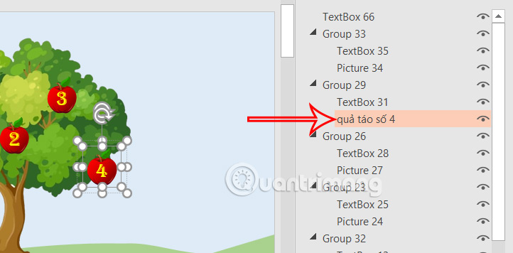 Tên cho đối tượng trong slide PowerPoint