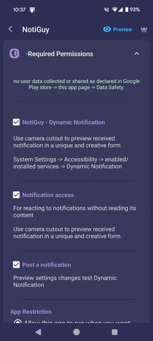 Cấp quyền truy cập trong ứng dụng NotiGuy.
