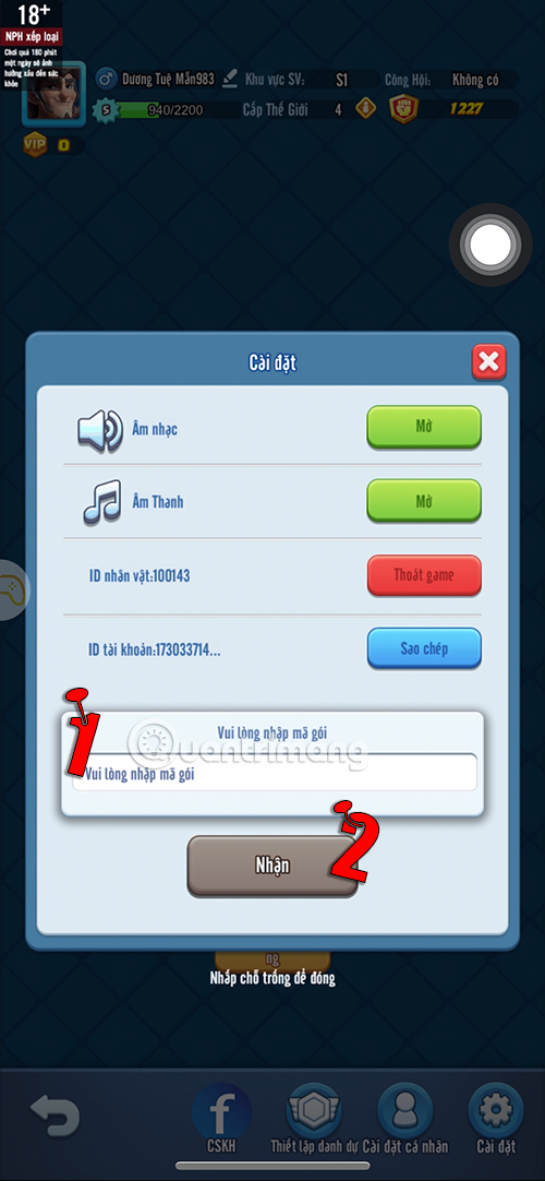 cách nhập code đại loạn đấu tây du