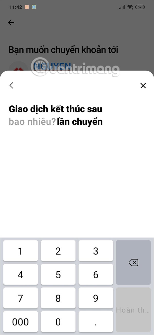 Kết thúc chuyển tiền