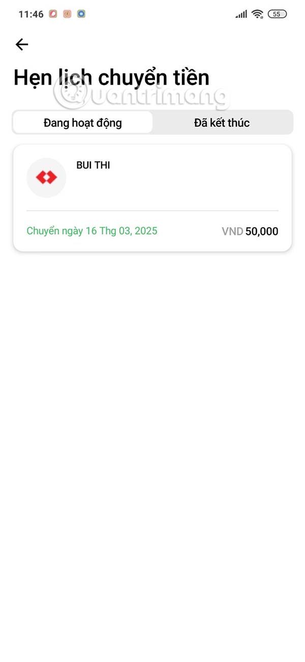Chuyển tiền lên lịch