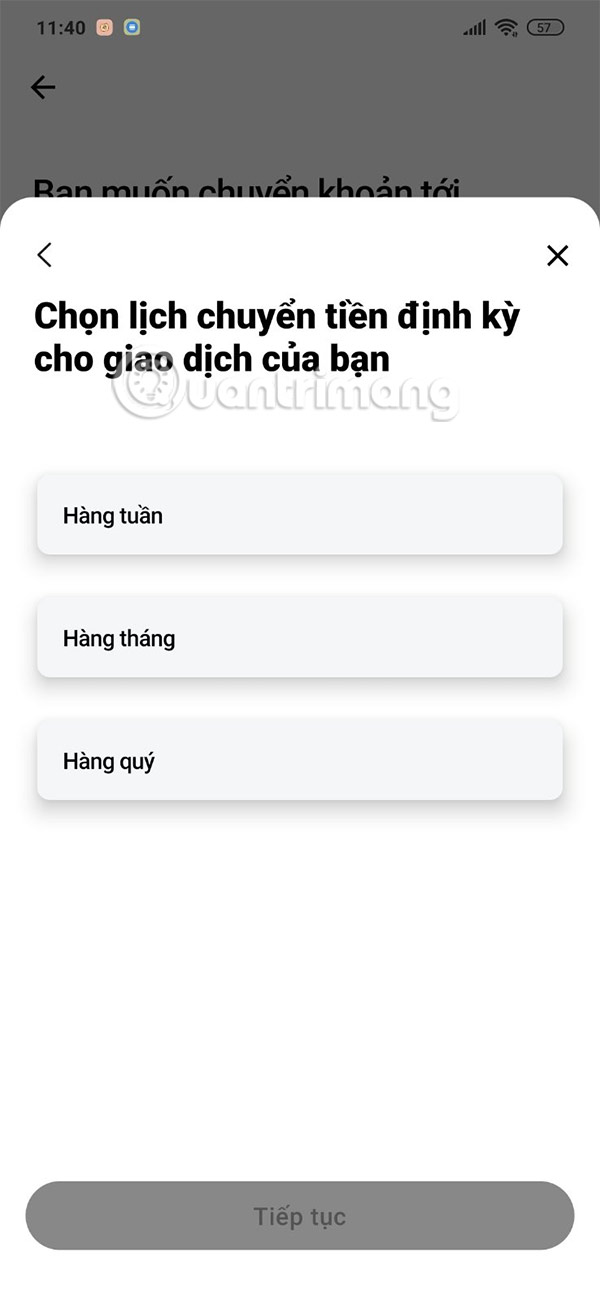 Tần suất gửi tiền định kỳ