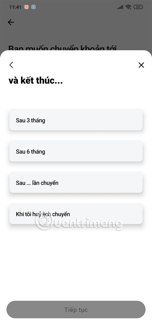 Chọn thời gian kết thúc