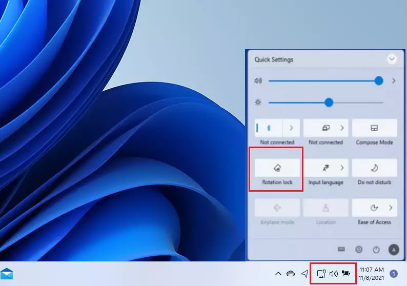 Bật xoay màn hình Windows 11 tự động qua Action Center