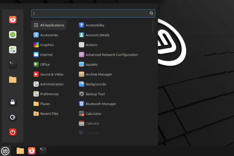 Giao diện desktop Linux Mint