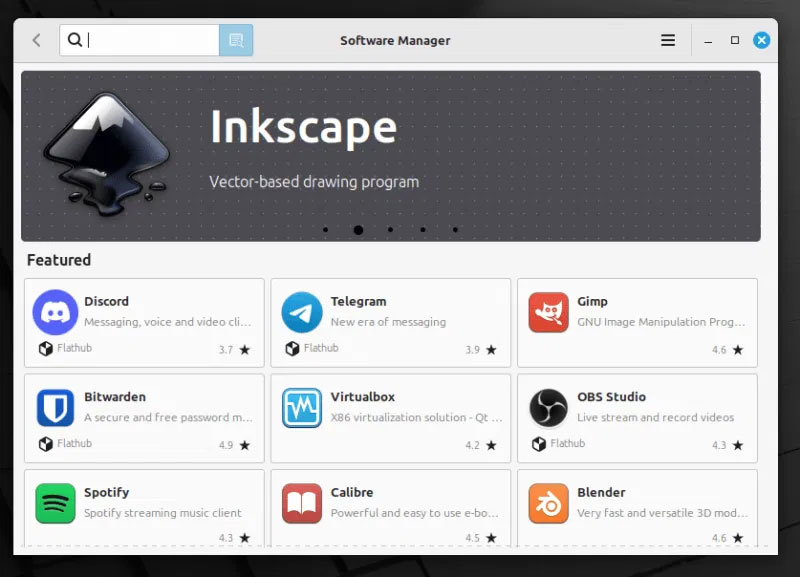 Giao diện Linux Mint Software Manager