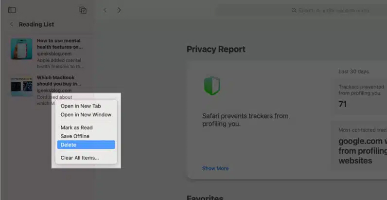Xóa Reading list trên Mac