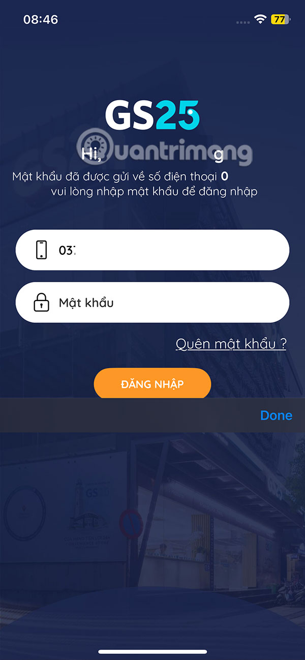 Điền mật khẩu