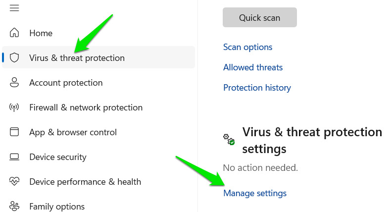 Giao diện chính của Windows Security