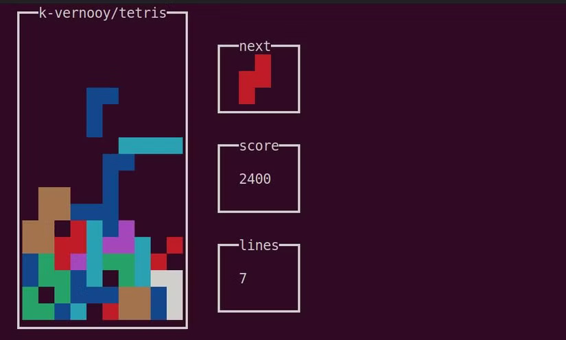 Tetris trong Linux Terminal