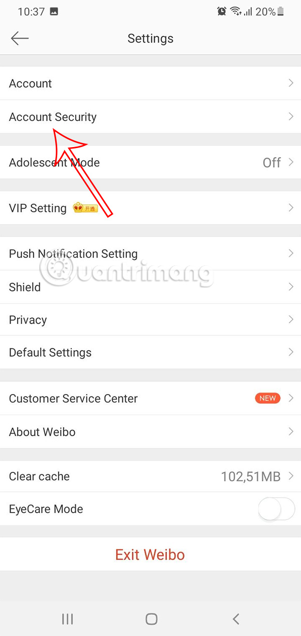 Bảo mật tài khoản Weibo