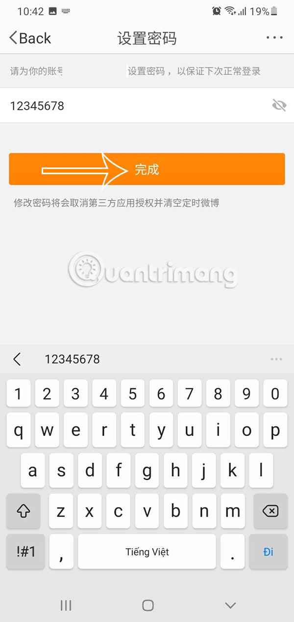 Lưu mật khẩu mới Weibo