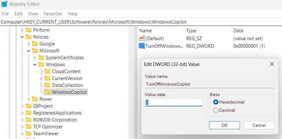 Tắt Microsoft Copilot trong Windows 11.