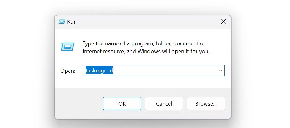 Chạy Task Manager cổ điển từ tiện ích Run.
