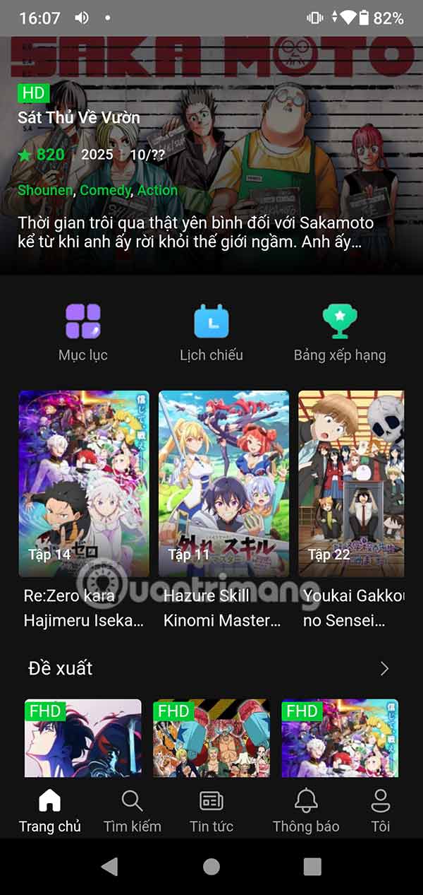 Giao diện AnimeVsub