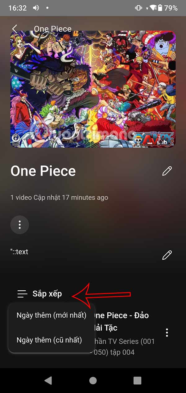 Sắp xếp video playlits AnimeVsub