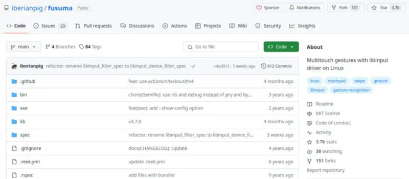 Trang Github cho dự án Fusuma.
