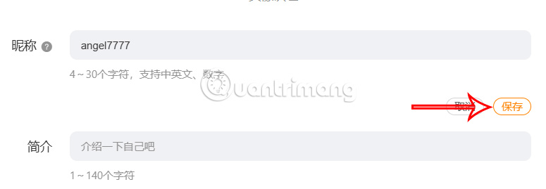 Tên mới tài khoản Weibo PC