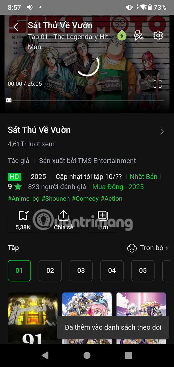 Theo dõi các tập phim trên AnimeVsub