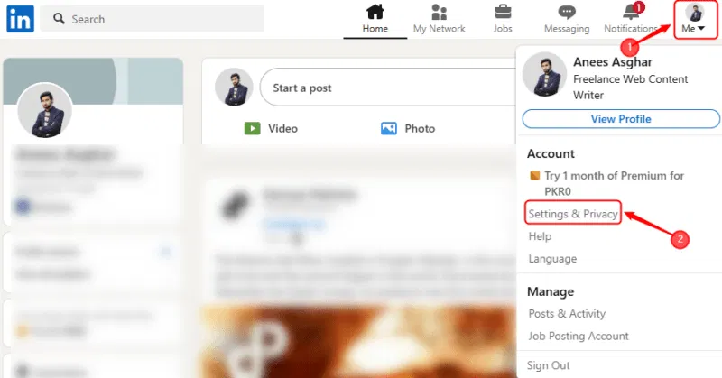 Truy cập Settings & Privacy