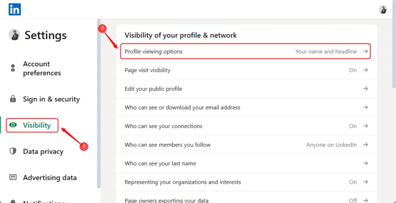 Tùy chọn xem profile