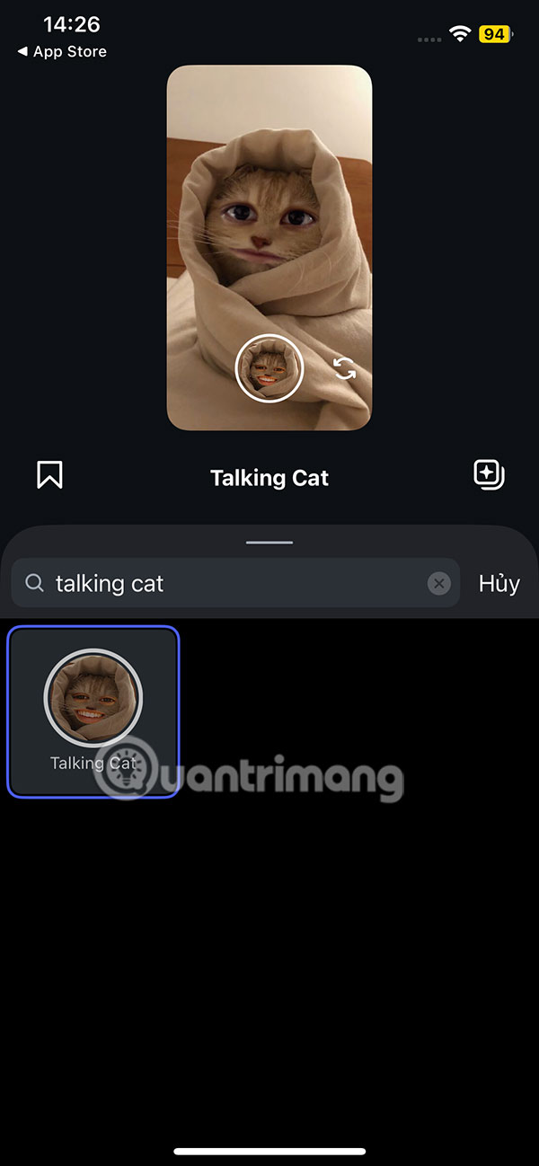 Dùng filter Talking Cat Instagram