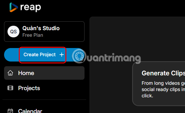 Tạo project trên Reap