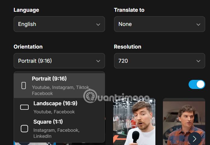 Ngôn ngữ video YouTube Shorts