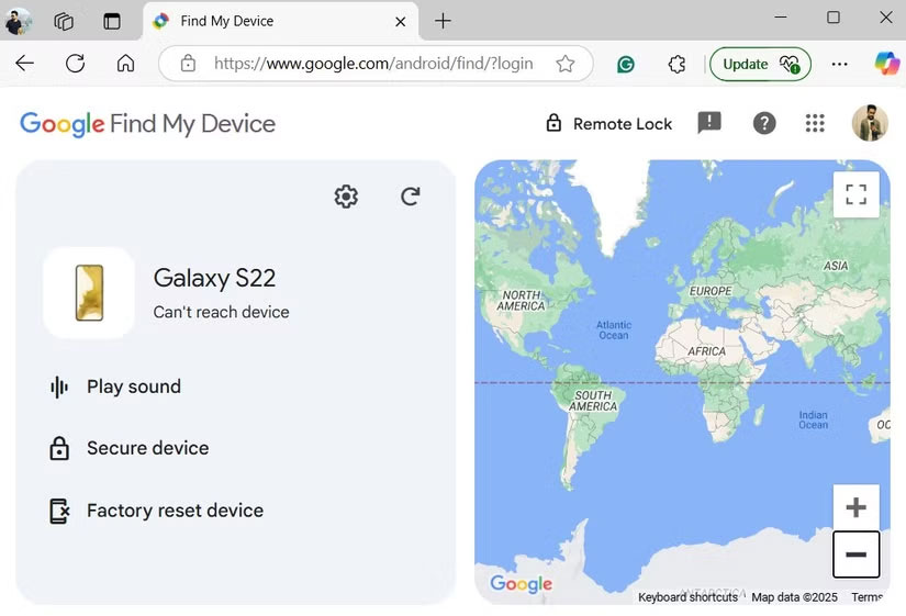 Google Find My Device với lỗi không thể truy cập thiết bị