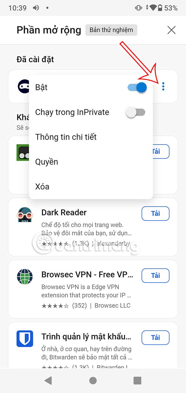 Tùy chỉnh tiện ích