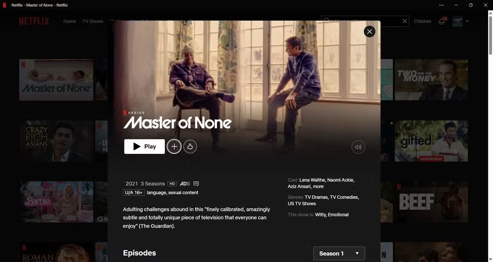 Xem trước series phim Master of None trên Netflix