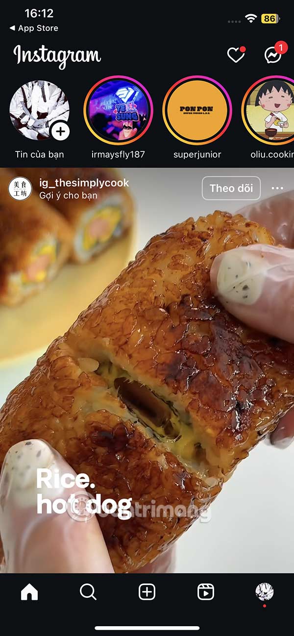 Giao diện Instagram