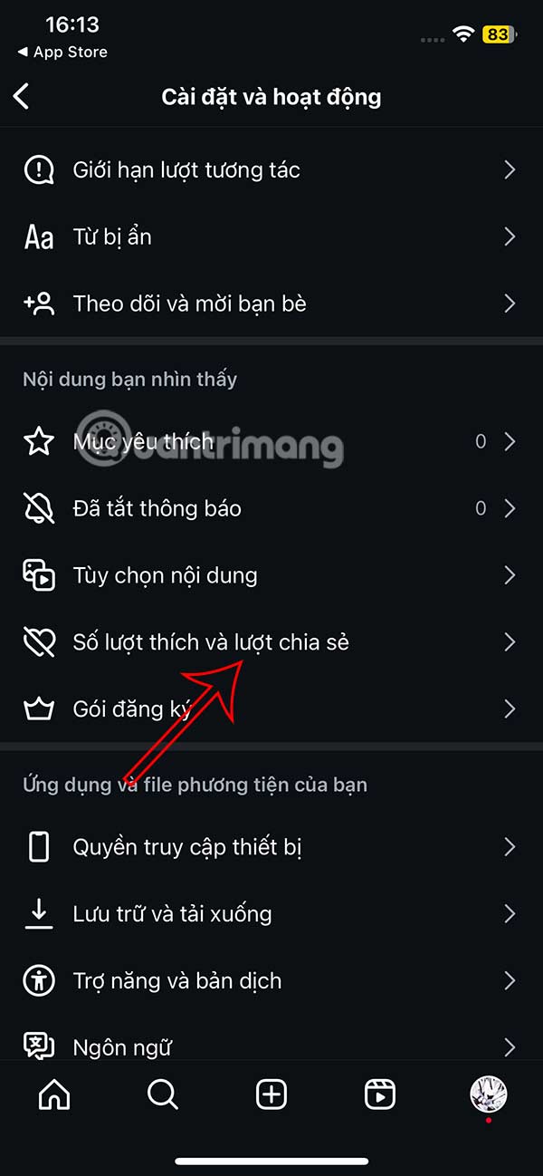 Chỉnh lượt thích và chia sẻ Instagram